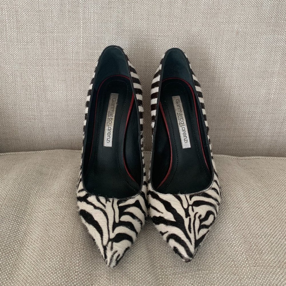 Gianmarco Lorenzi Zebra Print Pointed Heels